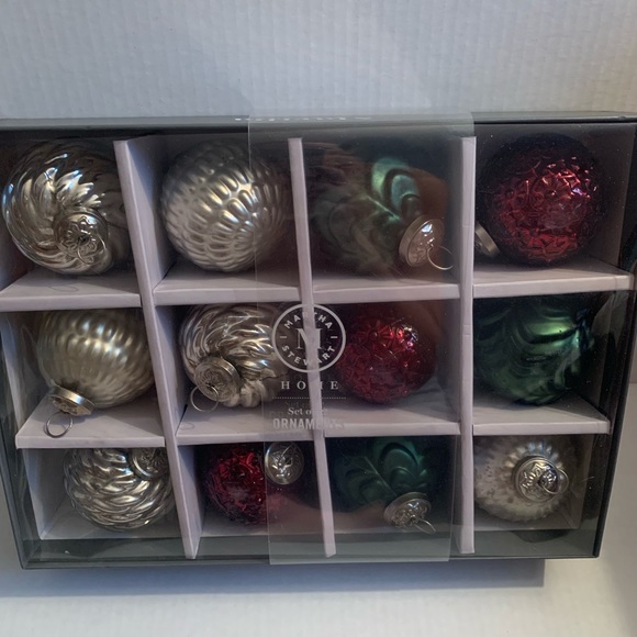 Martha Stewart Ornaments 12 Mercury Glass Embellished Christmas Ornaments - Picture 2 of 5